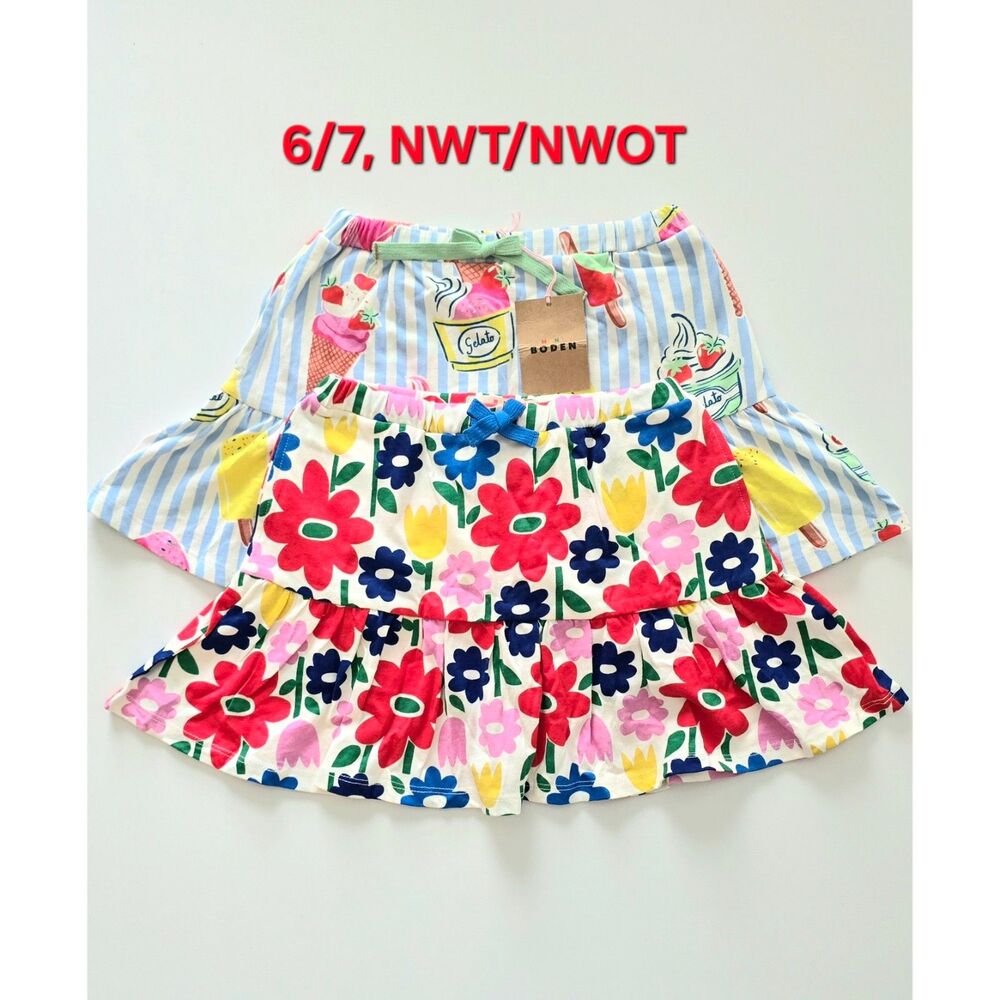 NWT/NWOT Mini Boden Tiered Jersey Skort Bundle, Size 6/7